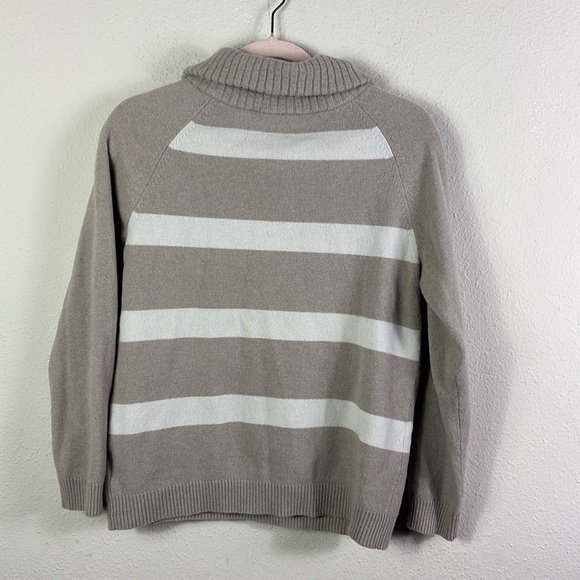 Bogner Cashmere Wool Blend Partial Zip Beige White Pullover Sweater size 10 - Picture 9 of 9